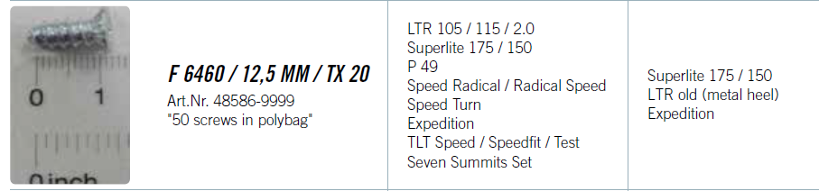 Dynafit Screw 12,65mm Torx 20