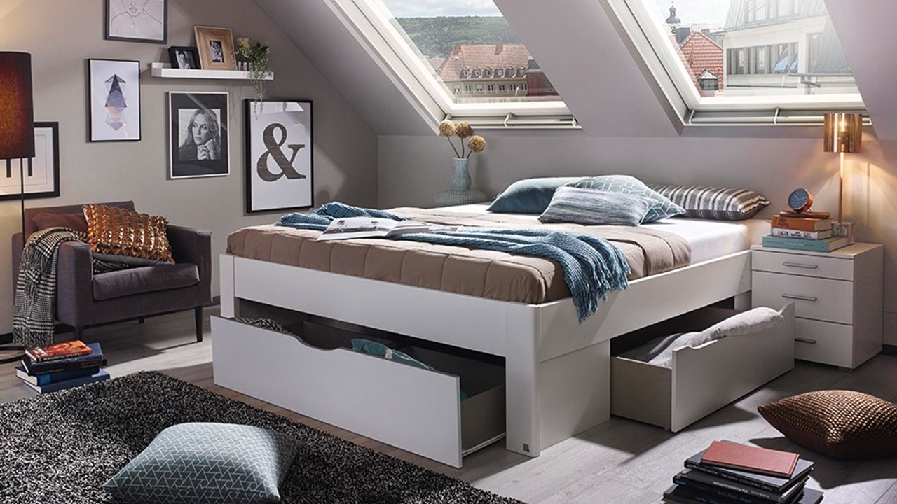 Opbergbed Butiken met 3 laden alpine wit