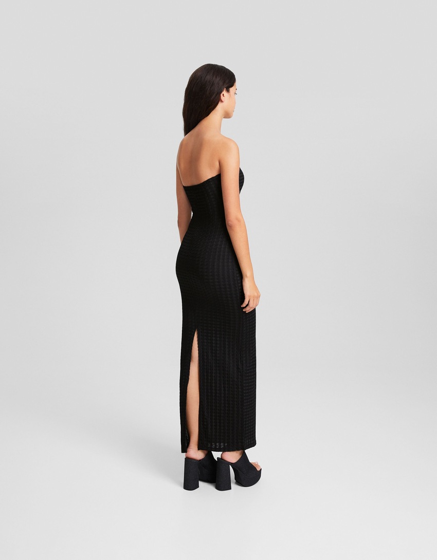 Vestido longo rústico estilo bandeau