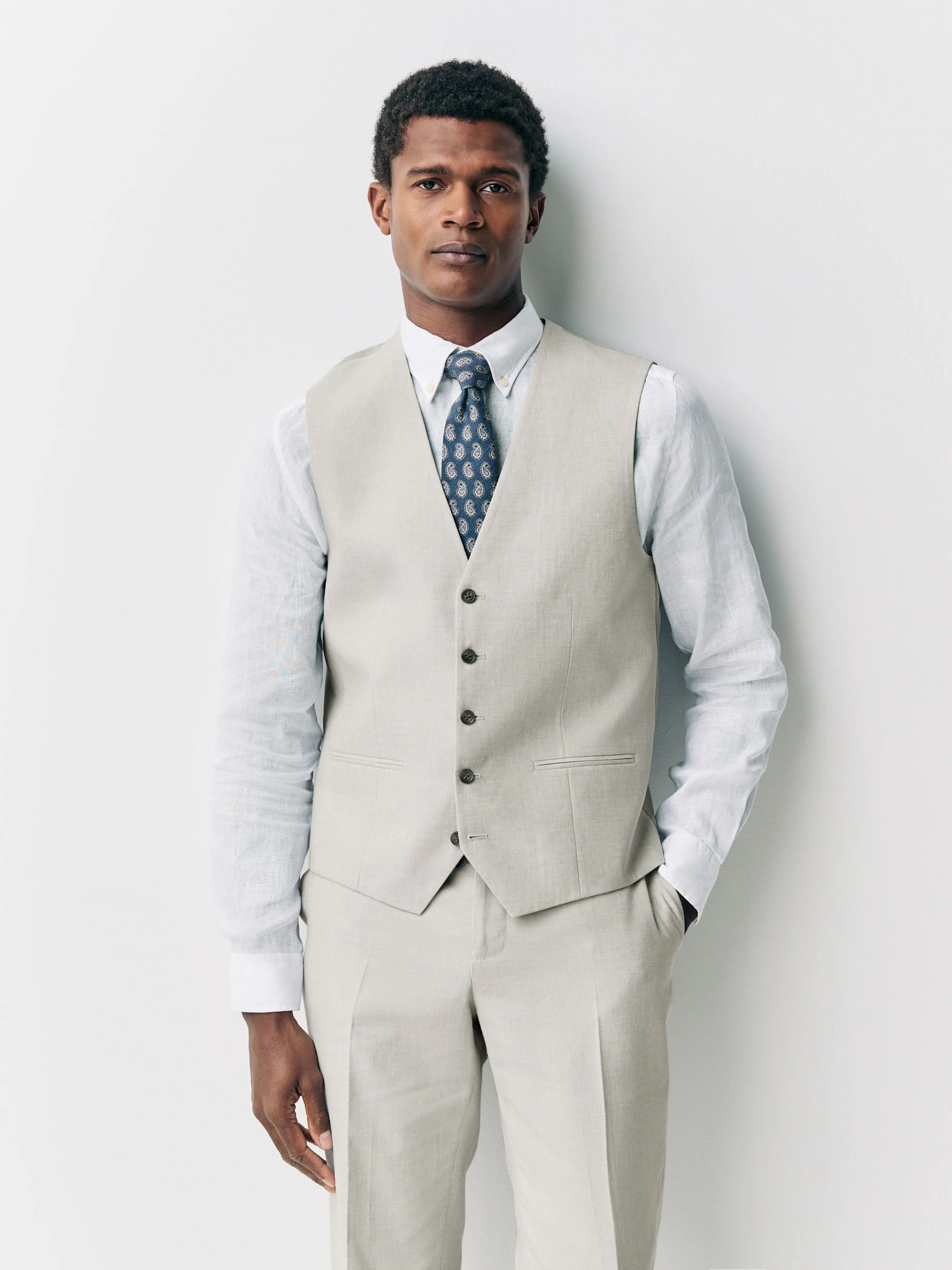 Ecru - Gilet van linnenmix met textuur
