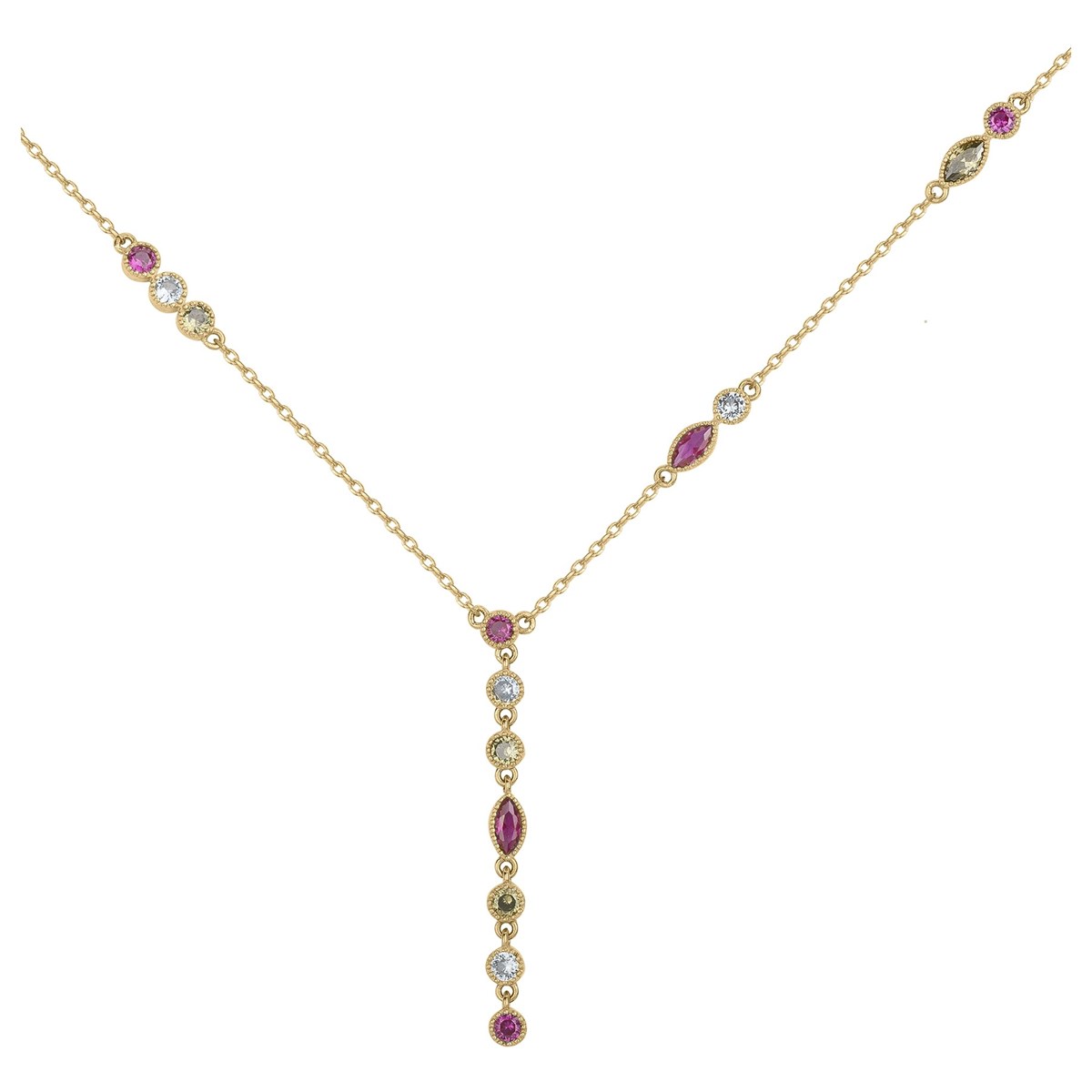 Collier en Plaqué Or avec oxyde de zirconium multicolore