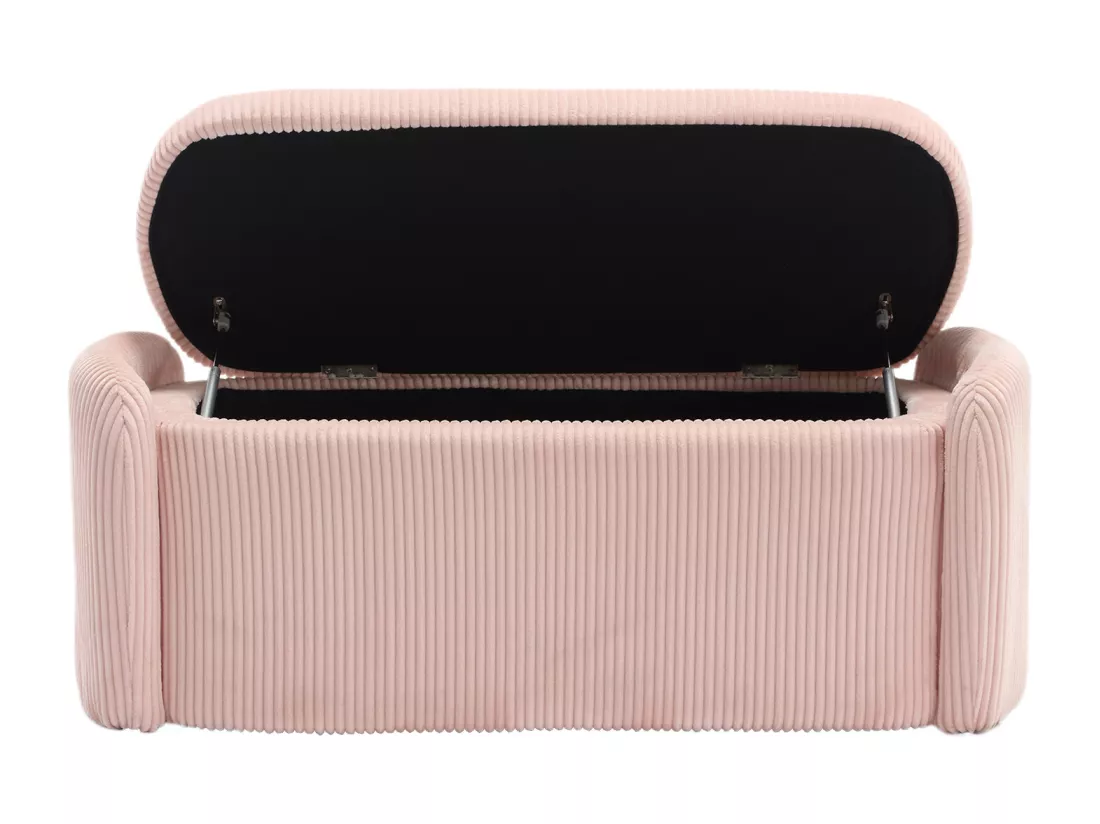 Tabouret de rangement en velours rayé, confortable et polyvalent, idéal pour le salon et la chambre,rose