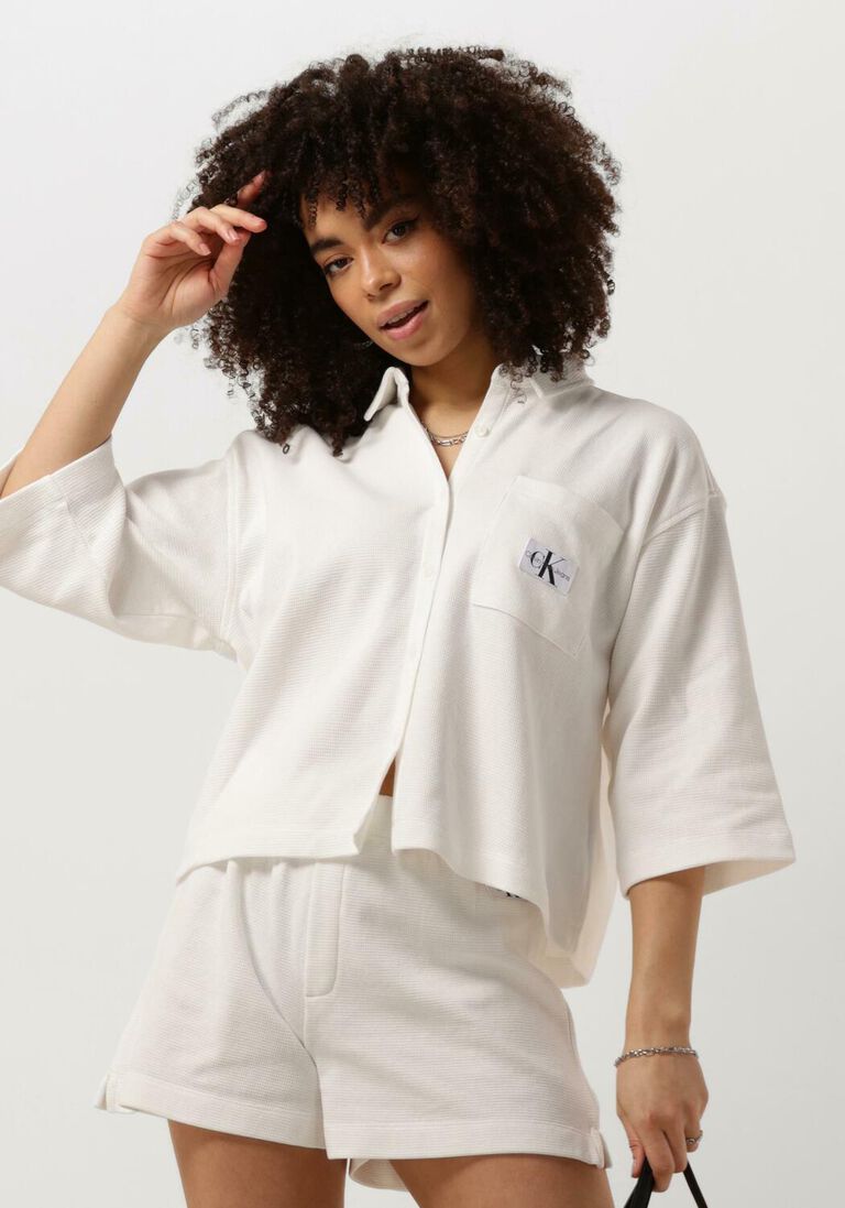 CALVIN KLEIN witte calvin klein blouse waffle loose shirt