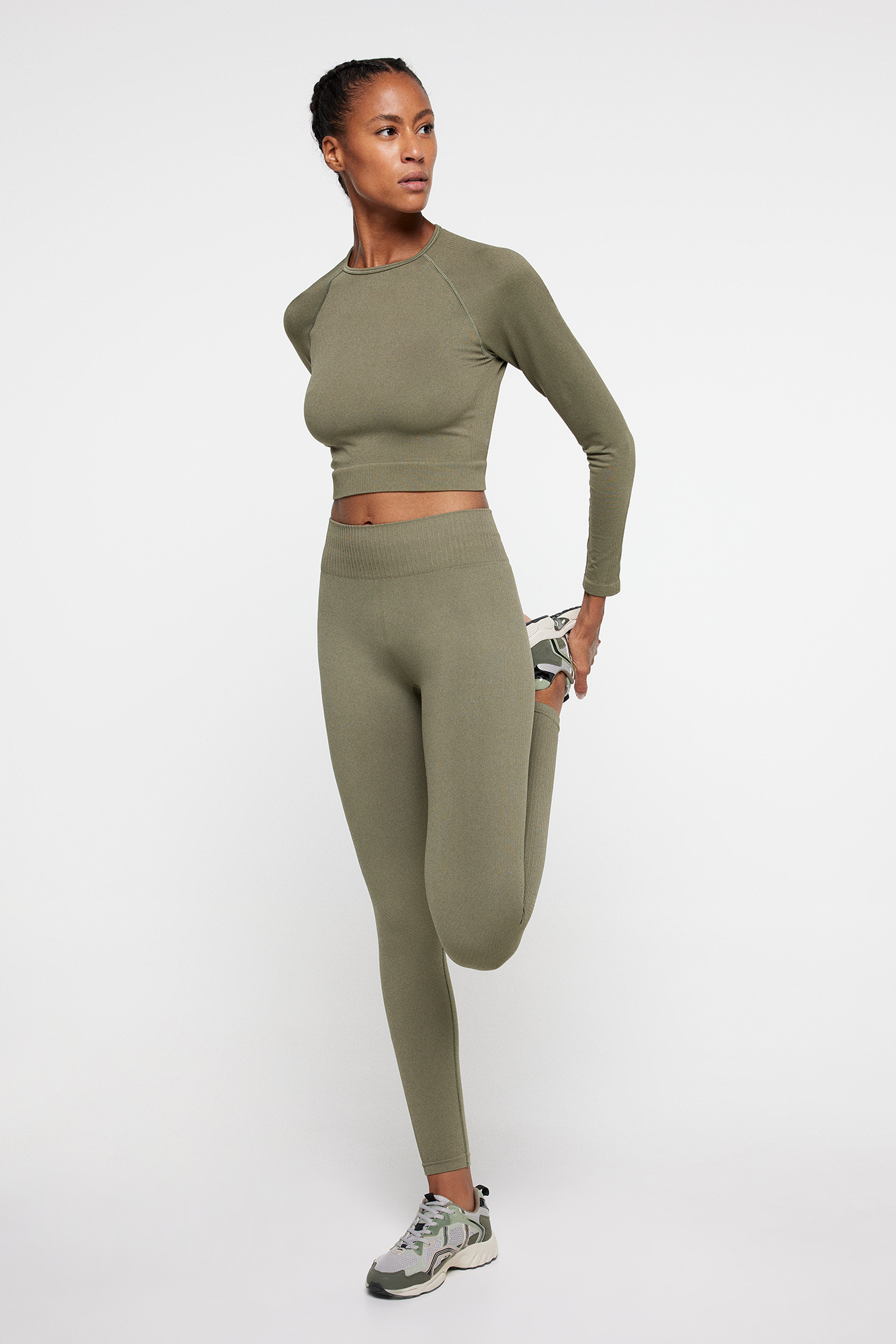 Calças legging compridas de cintura alta