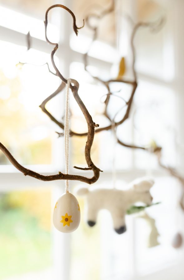 Eitjes met bloemen, hout, 4 stuks