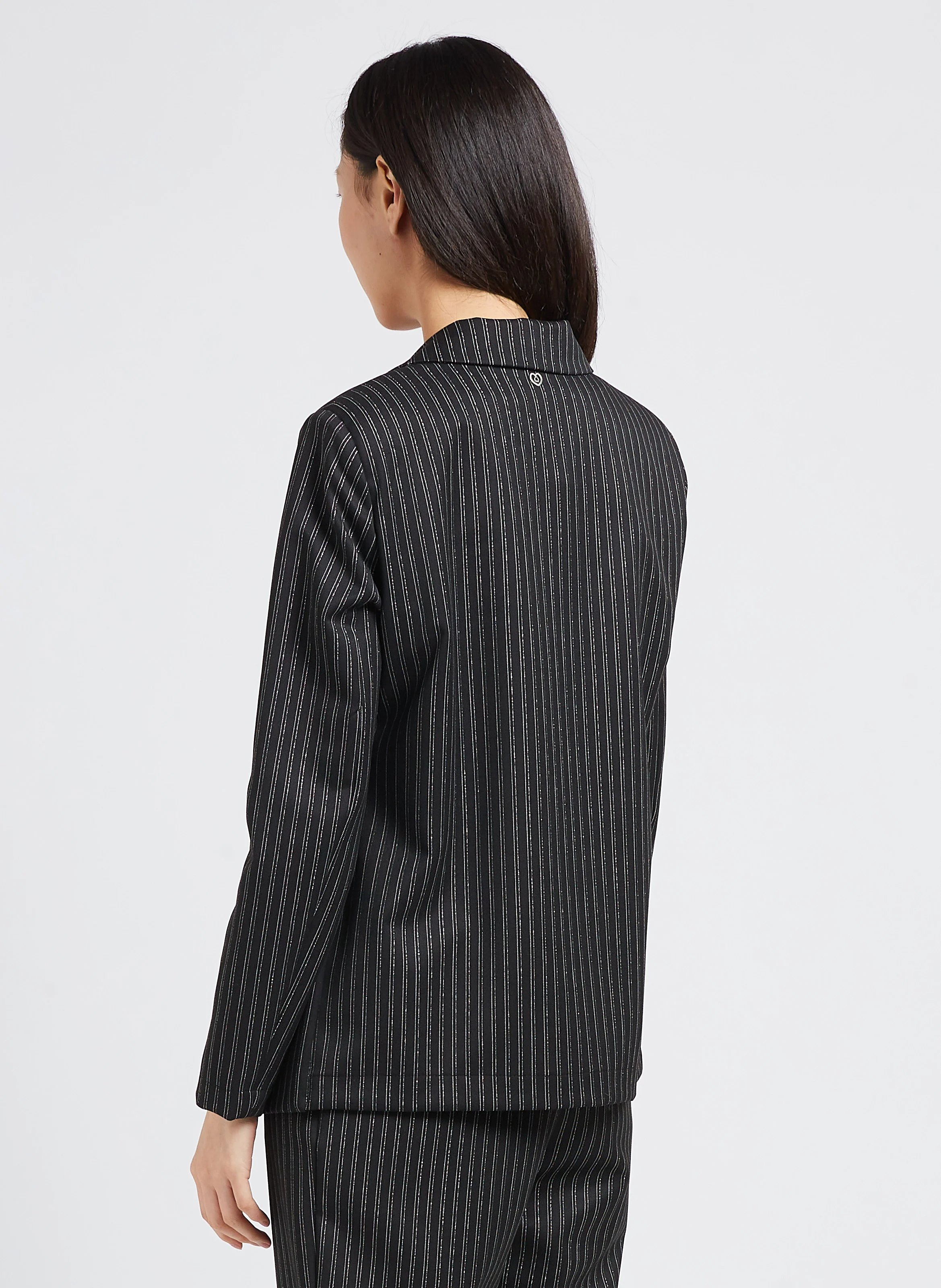 Blazer col tailleur à rayures| Noir