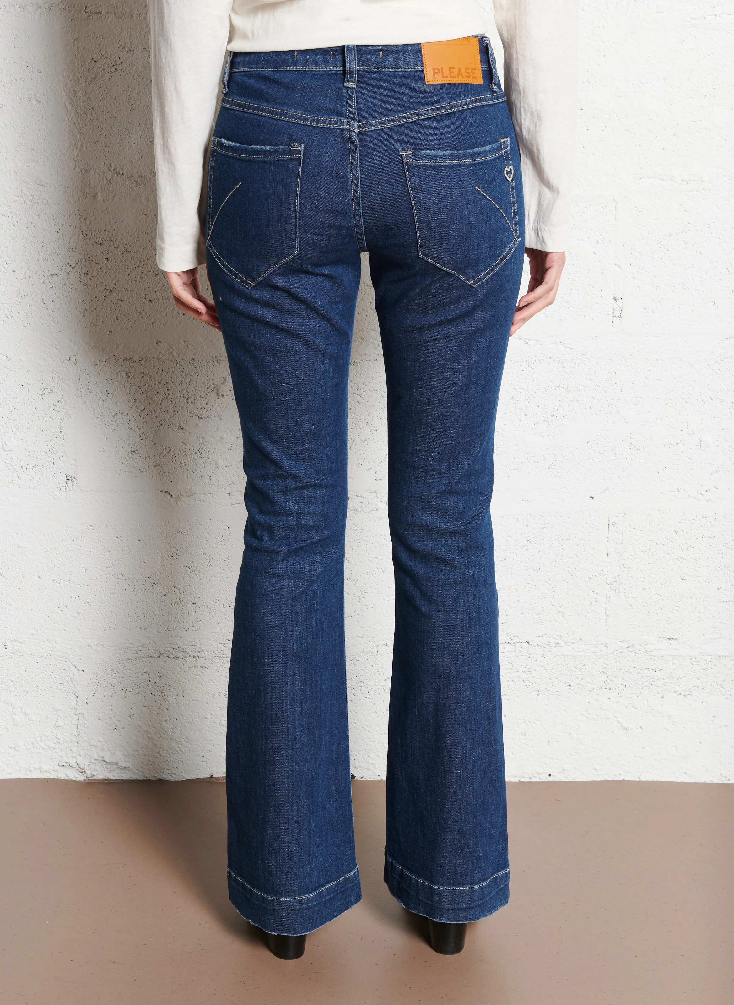 Jean boot-cut en coton | Bleu