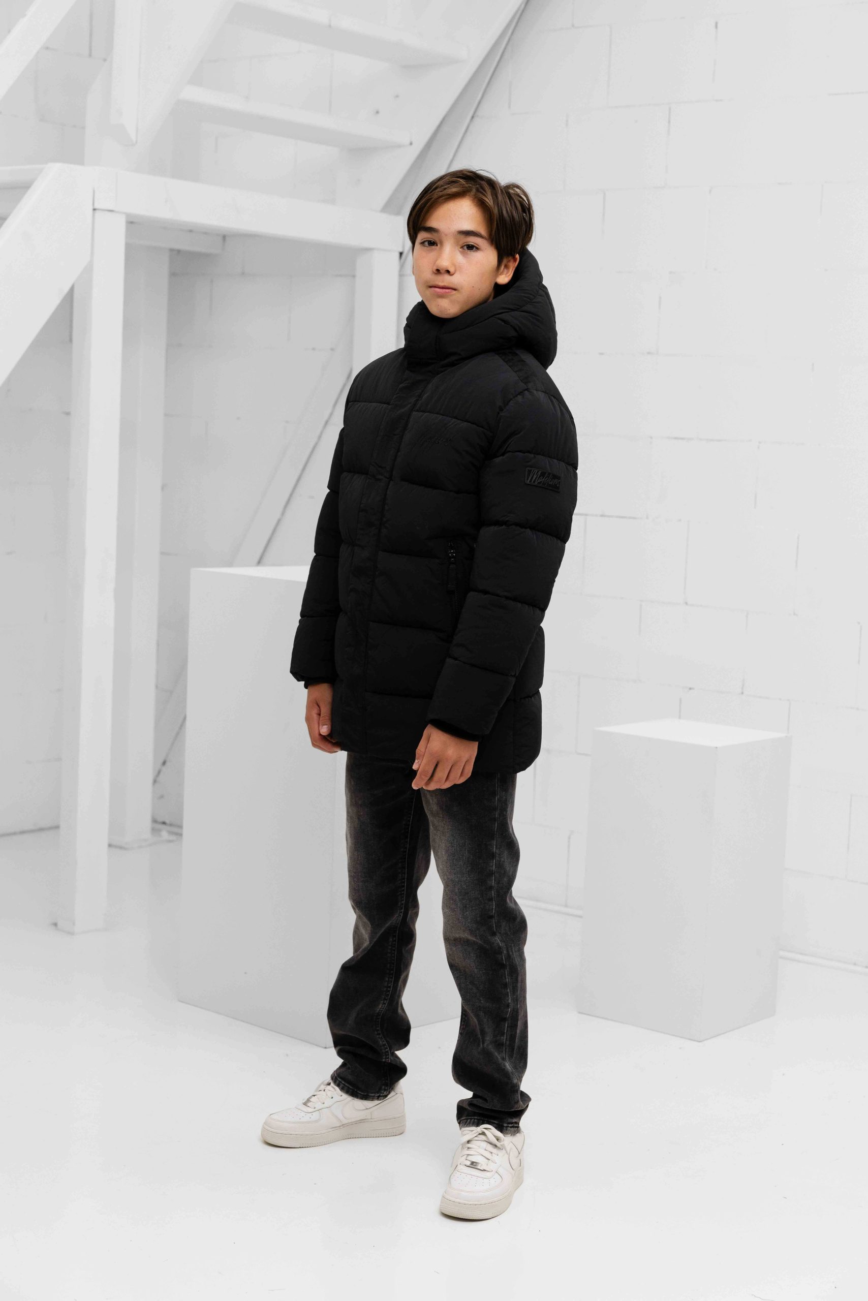 Malelions Mid Length Puffer Winterjas Kids Zwart