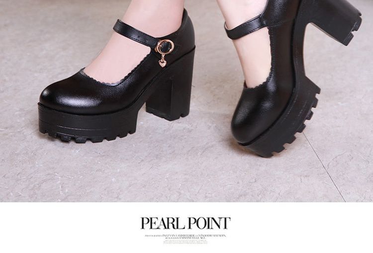 Obelie - Mary Jane pumps met plateauzool en dikke hak