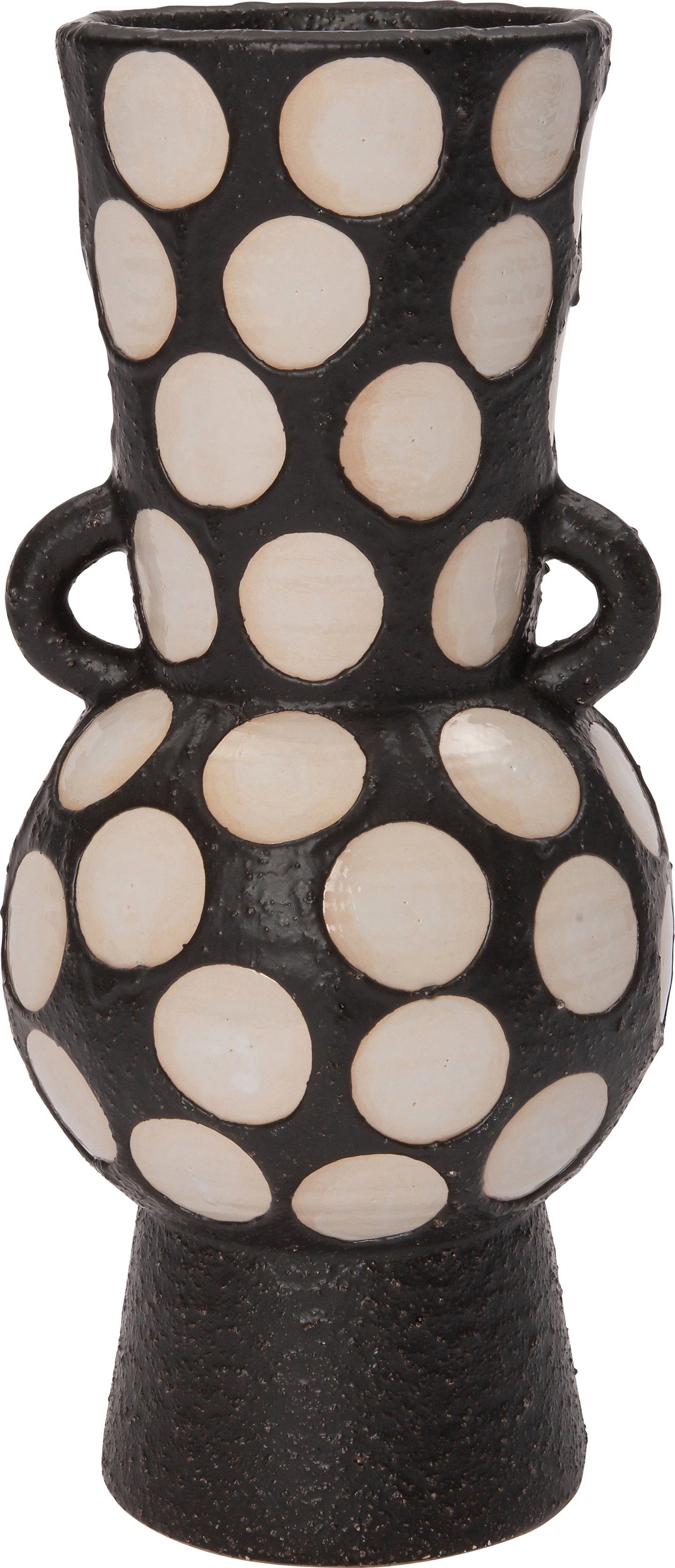 Intratuin vaas op voet Pygros zwart / beige D 17 H 38 cm
