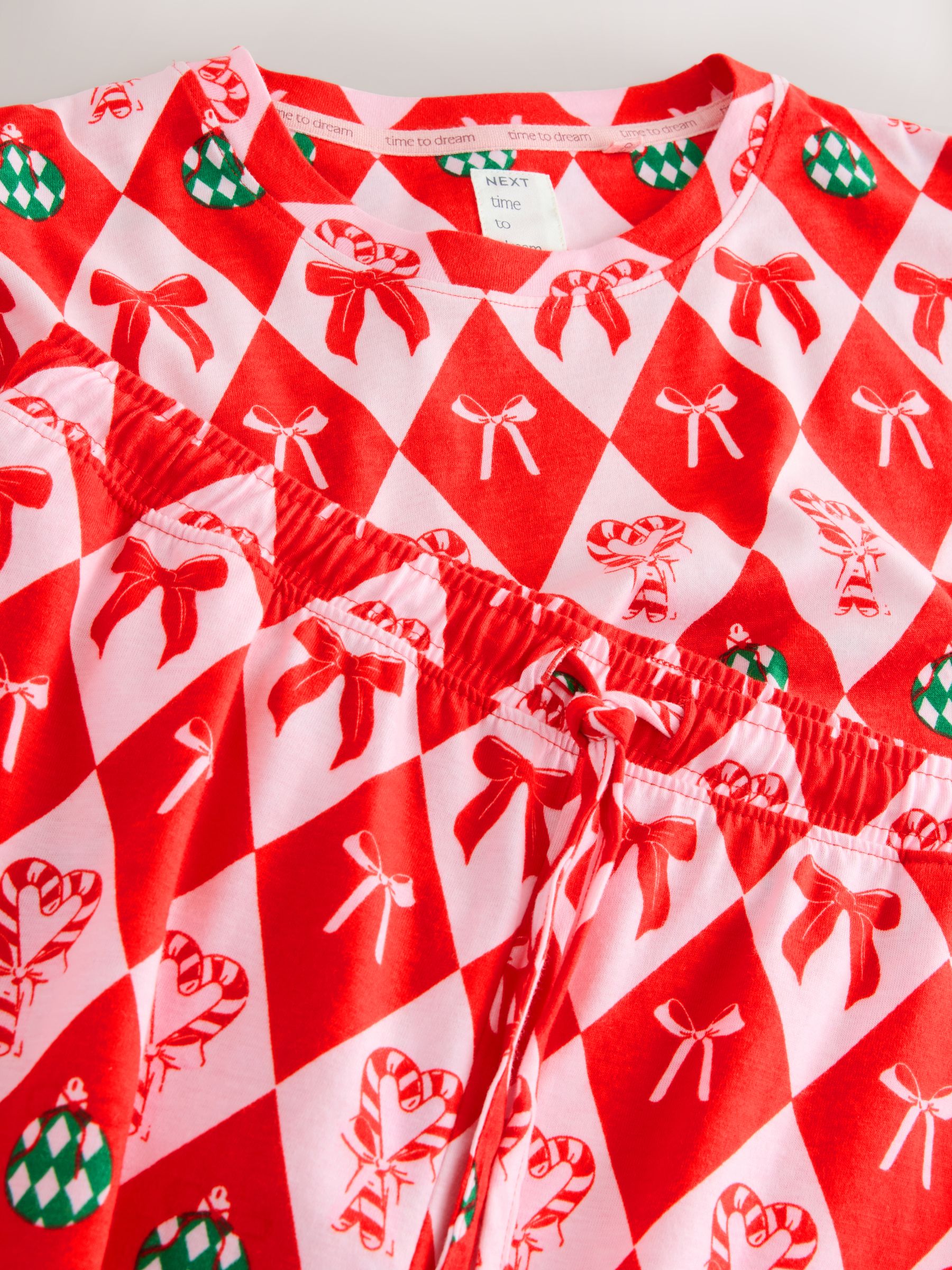 Rode Kerstmis Strikken - 100% katoenen pyjama met lange mouwen