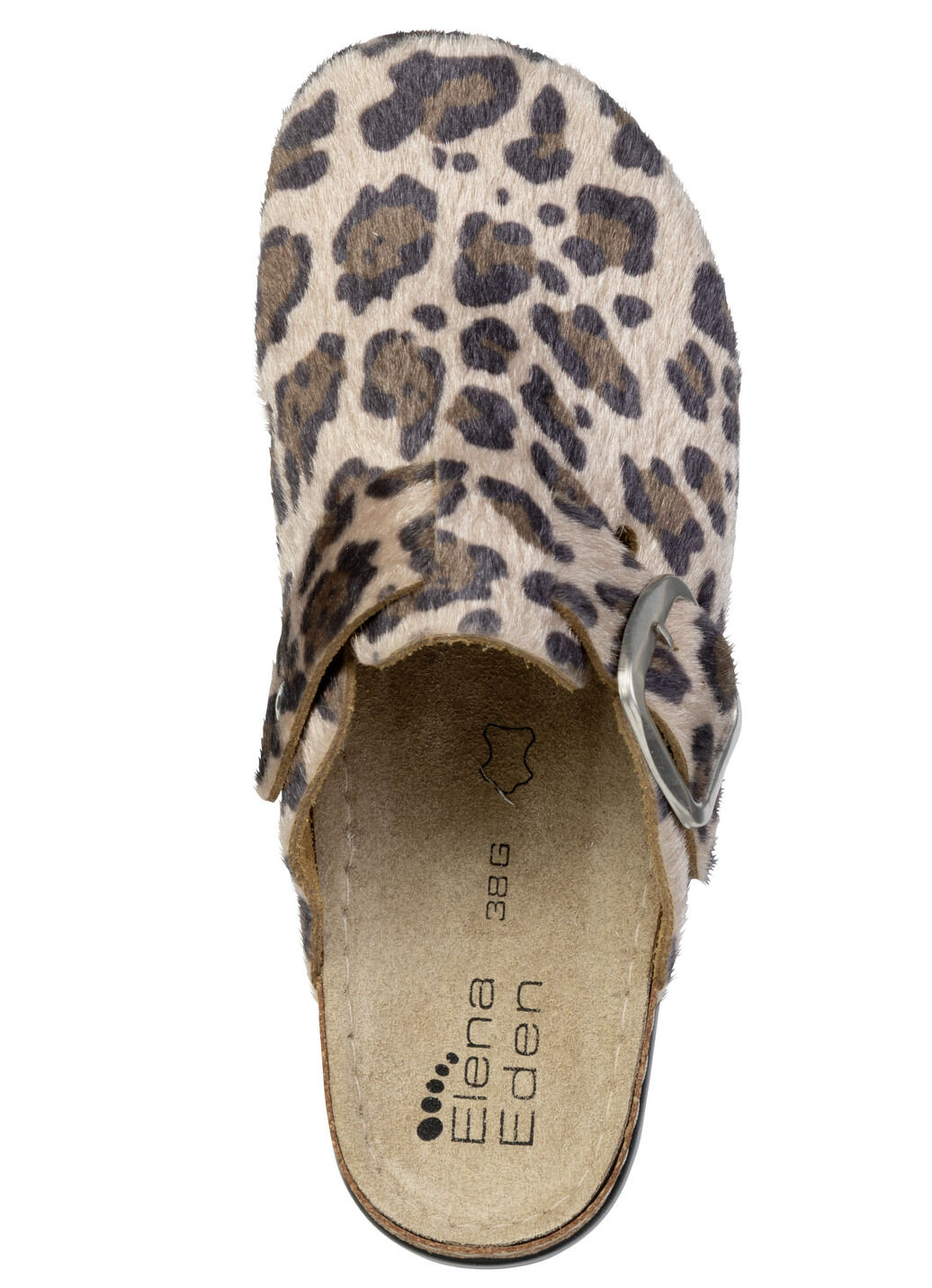 ELENA EDEN, trendige Damen-Clogs, Weite G, mit Leo-Print