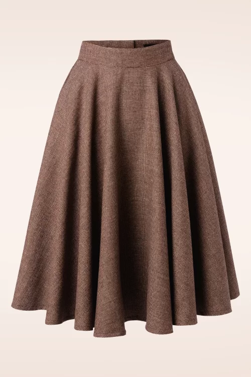 Timeless Sophie wollen geruite rok in bruin