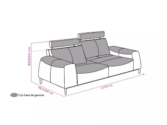 Canapé 3 places en cuir avec dossier avance-recul LOOLAK Beige