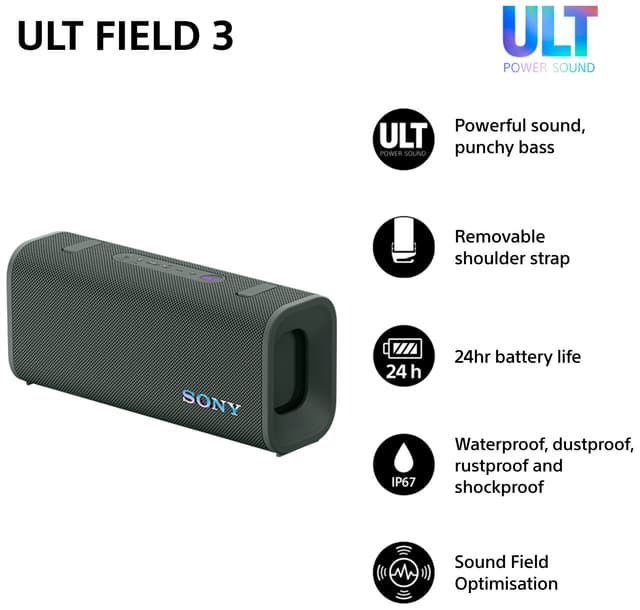Sony ULT Field 3 bærbar højttaler (skovgrå)