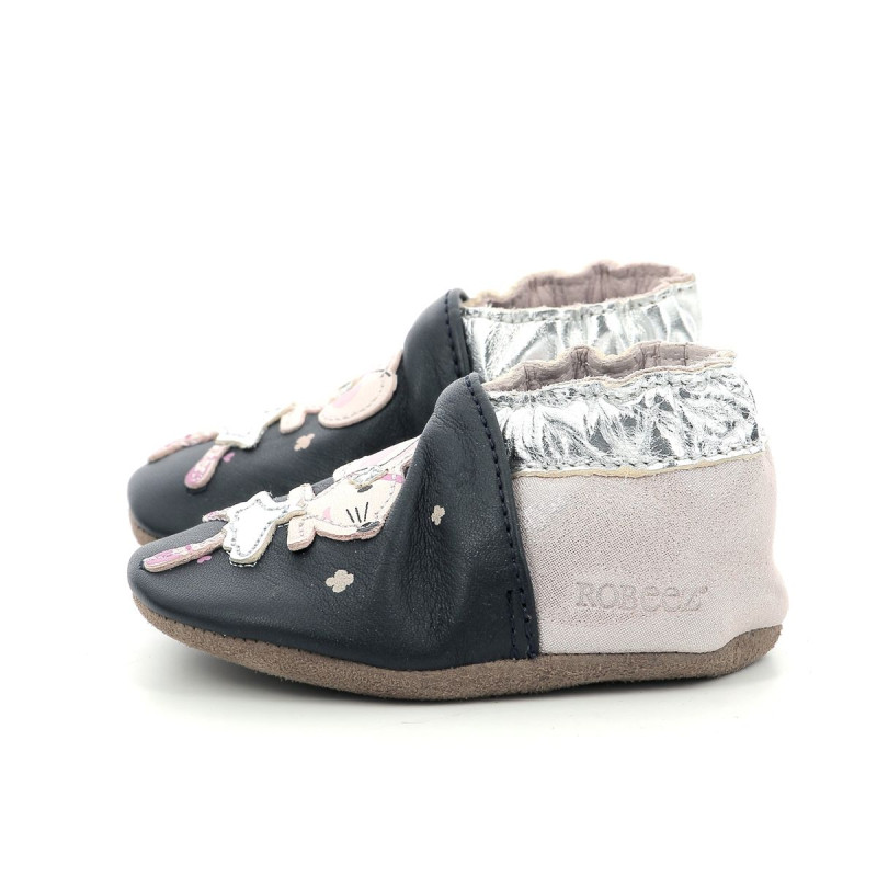 Robeez Robeez Chaussons Dancing Mouse Marine Rose