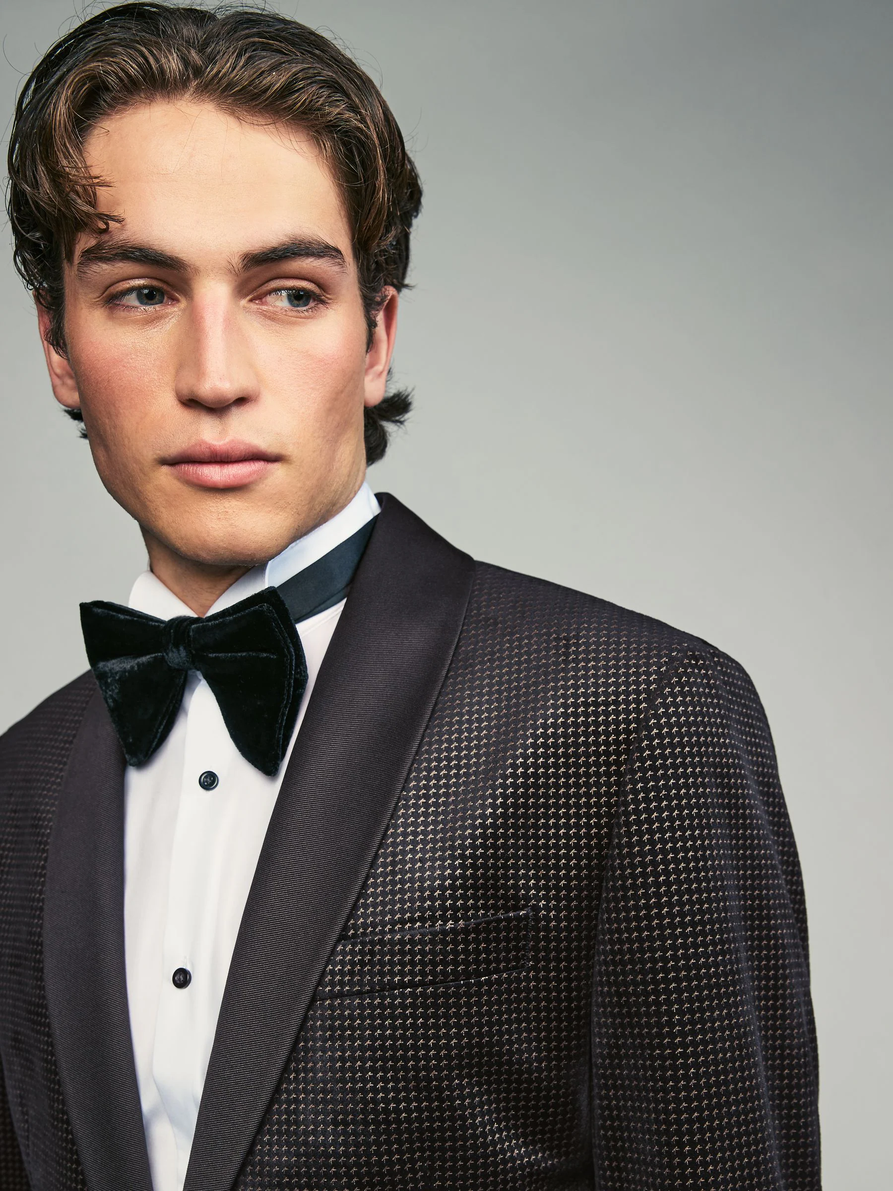 Zwart/goud - Fluwelen blazer met print