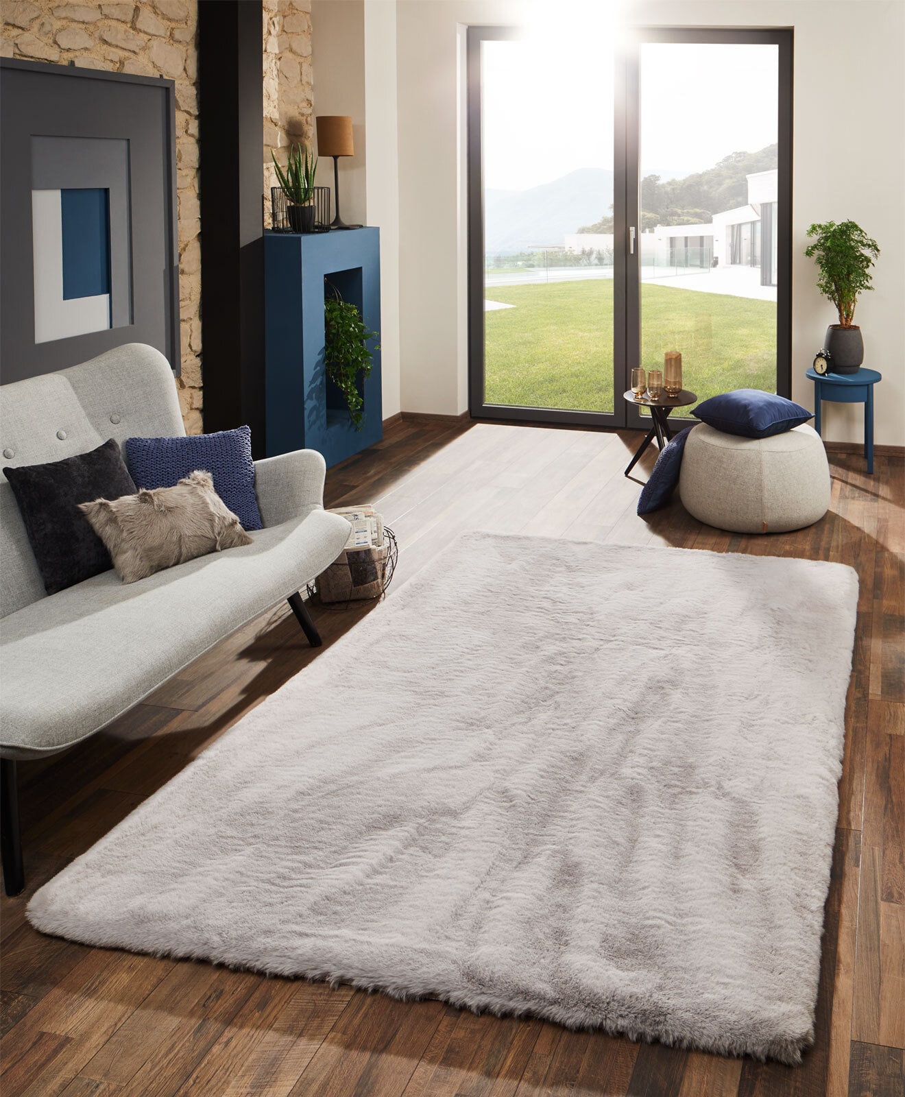 Hochflorteppich SOUL 70 x 140 cm braun/grau