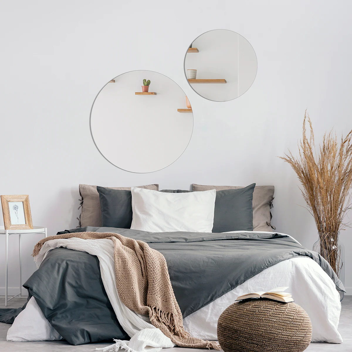 Incado  Design spejl, Sølvfarvet - Ø: 70 cm.