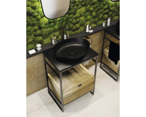 Jungborn wastafelblad 606 x 460 mm zwart mat zonder uitsparing