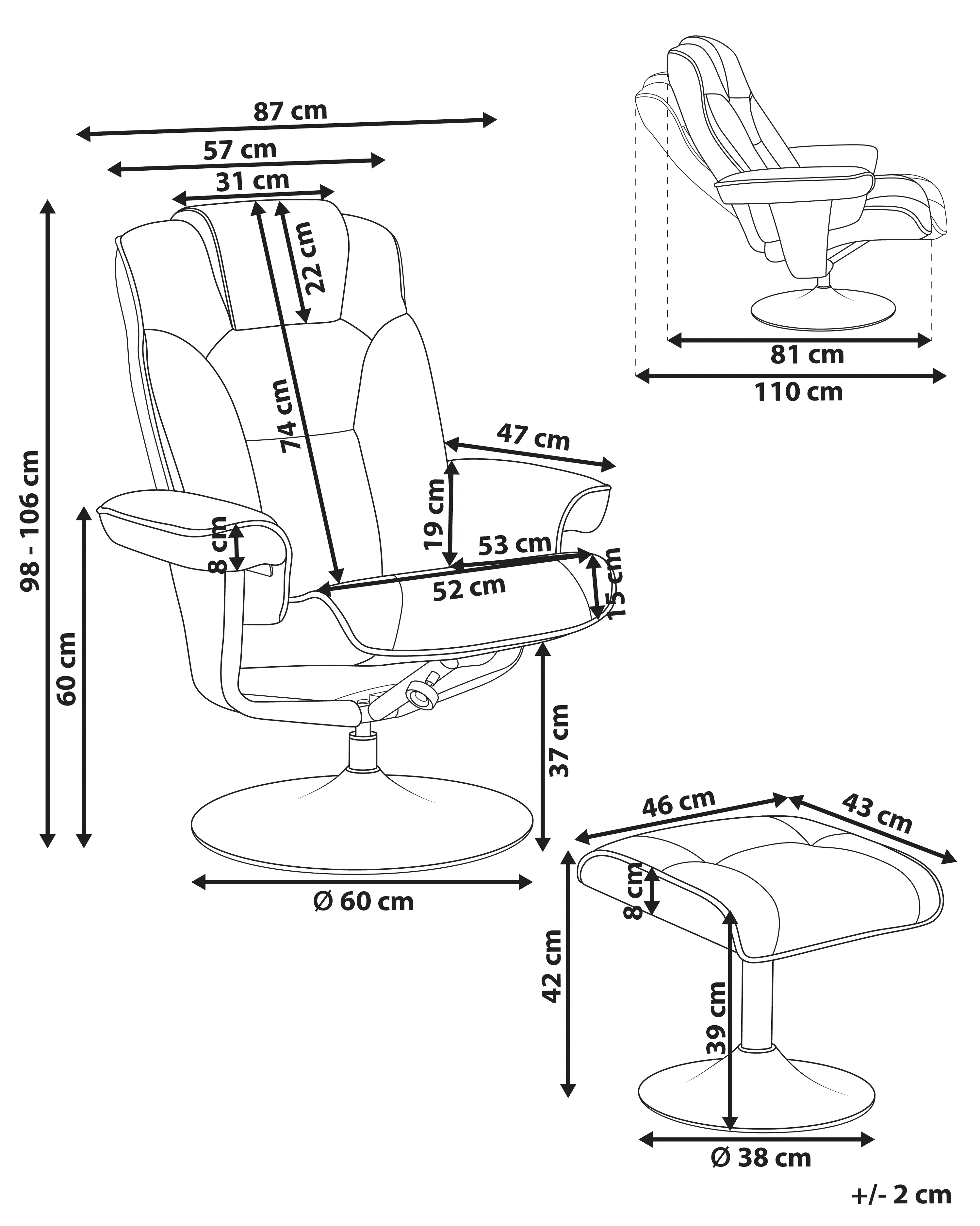 Relaxfauteuil NYKS Stof Taupe