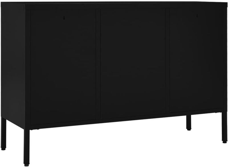 vidaXL - Dressoir - Zwart - Staal en Gehard Glas