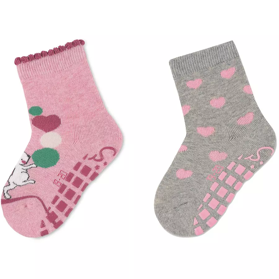 Sterntaler ABS-Söckchen Doppelpack Maus und Herzen rosa melange