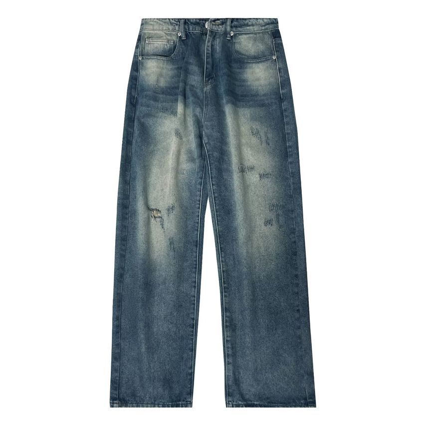 AXEN - Gewassen wijde jeans met trekkoordtaille