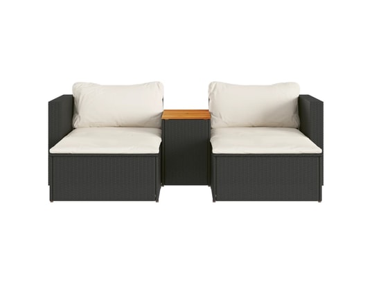 VIDAXL - Canapé Salon de jardin 5 pcs avec coussins noir résine tressée acac...