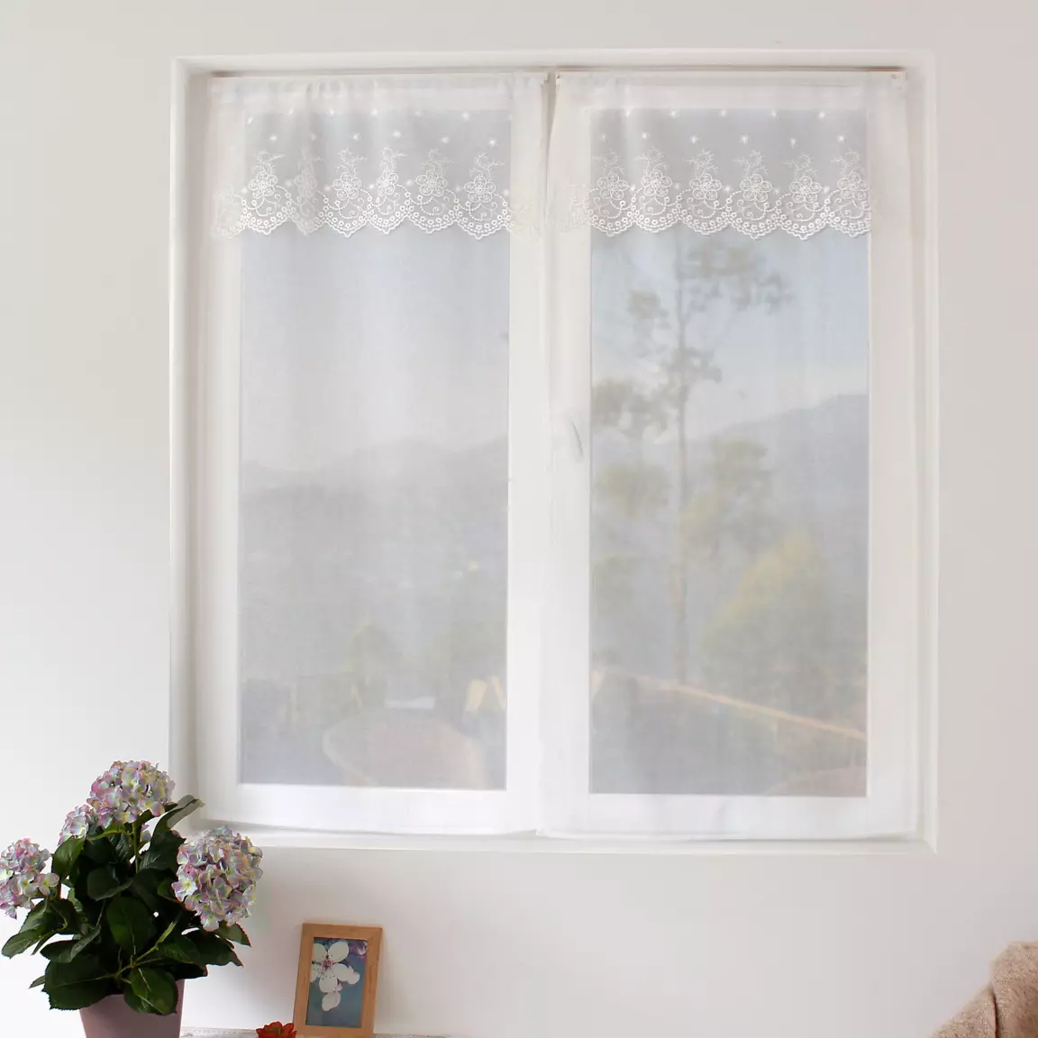 Paire de voilages passe-tringle (60 x 120 cm) Massala Blanche
