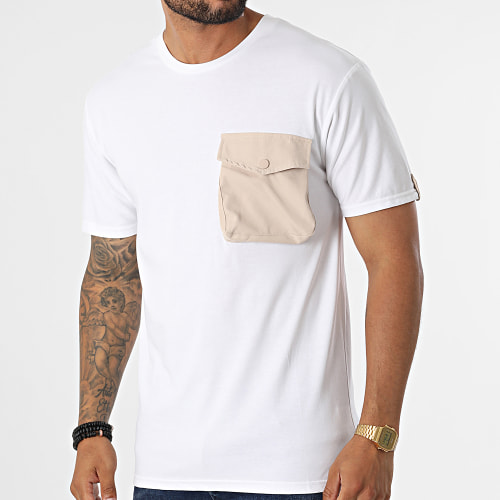 Tee Shirt Poche T8814 Blanc Beige