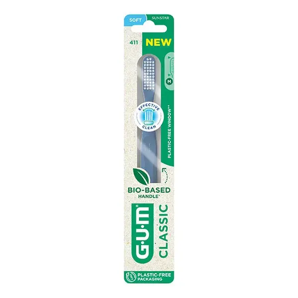 Brosse à dents Gum Classic Bio-sourcée Souple 18/100e Grande Tête