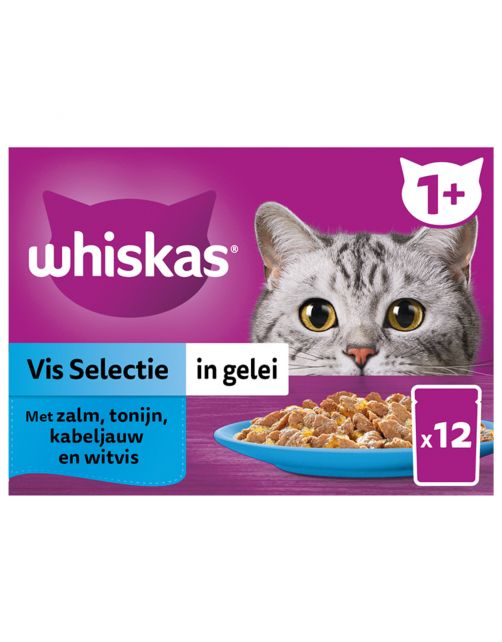 Whiskas 1+ Selectie In Gelei Maaltijdzakjes Multipack - Kattenvoer - Vis 12x85 g