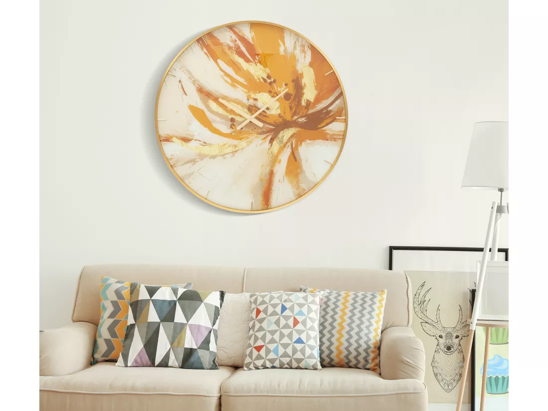 Horloge murale ronde en fibre de bois multicolore Ø cm 80x5