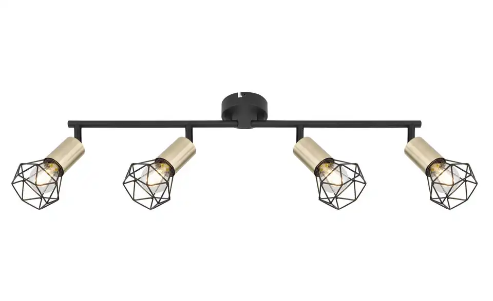 Deckenstrahler 4-flammig 20,5 cm 60 cm 8 cm Goldfarben, Schwarz