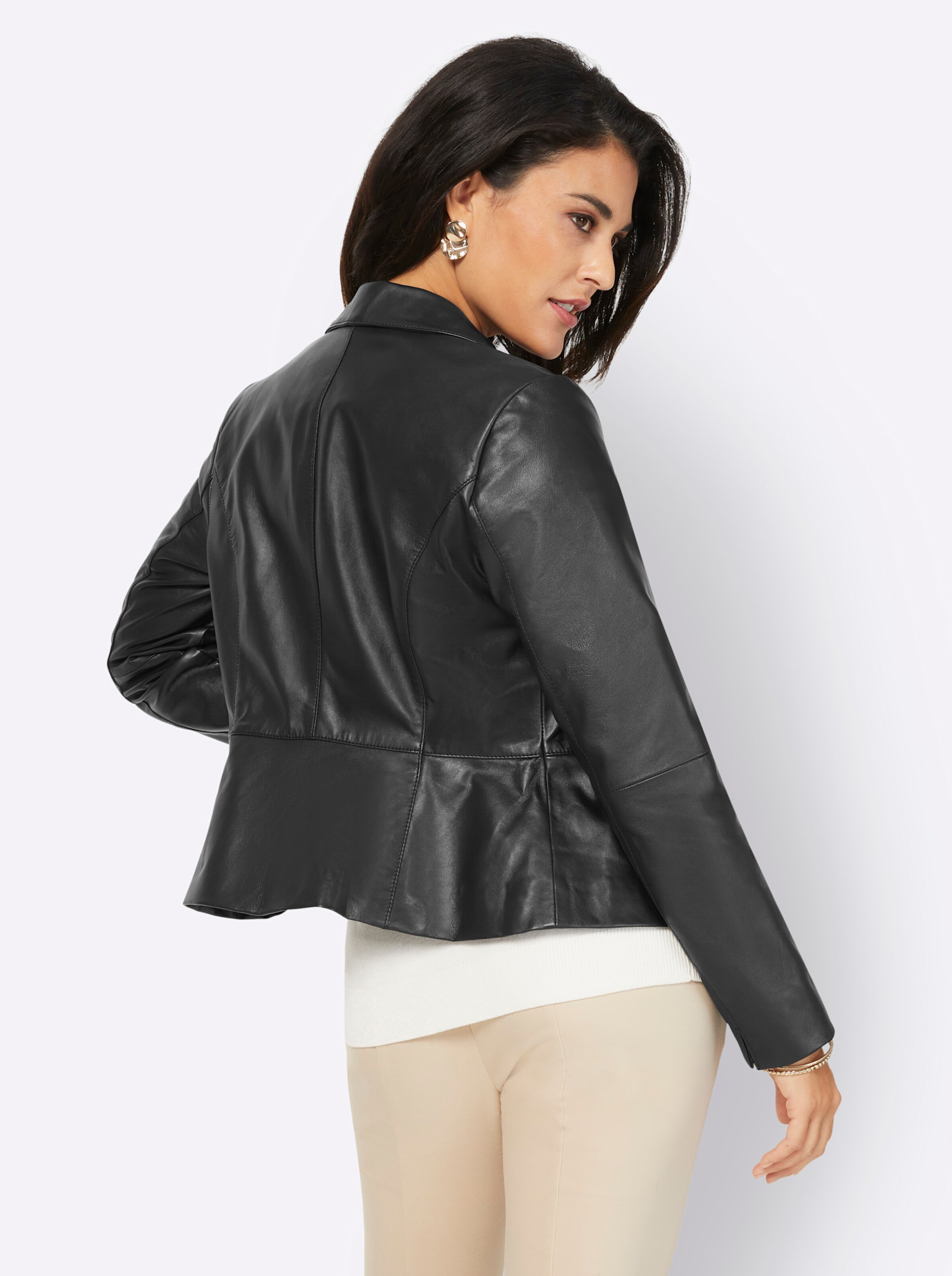 Lammnappa-Lederblazer in schwarz