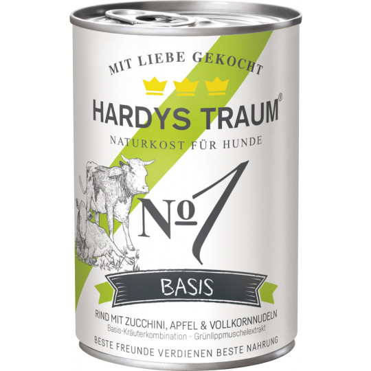 Hardys Traum Basis No1 Rind mit Zucchini, Apfel & Vollkornnudeln 400G