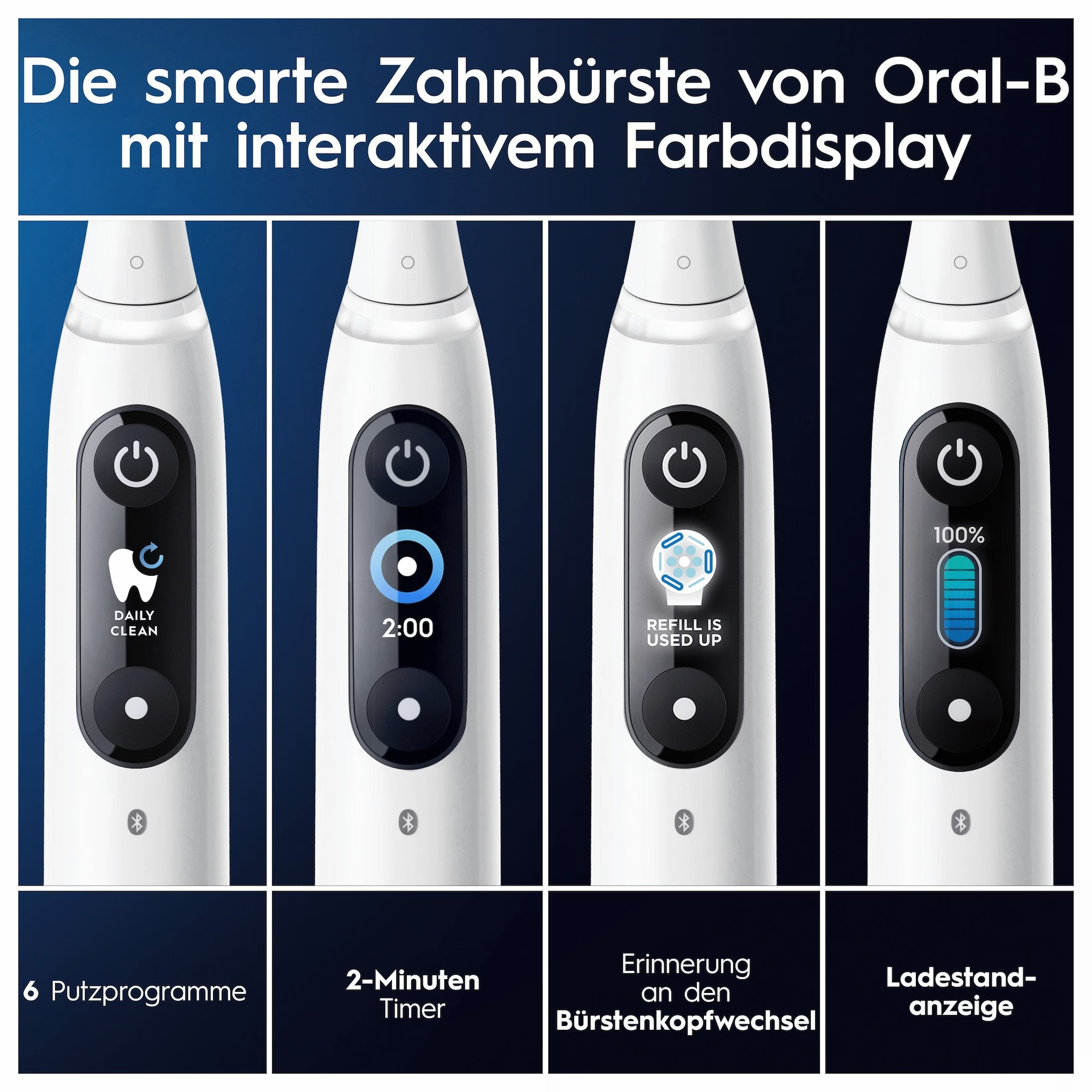 iO Series 8 Elektrische Zahnbürste mit Induktiver Ladestation / OLED Display / Aufbewahrungsbox - White Alabaster