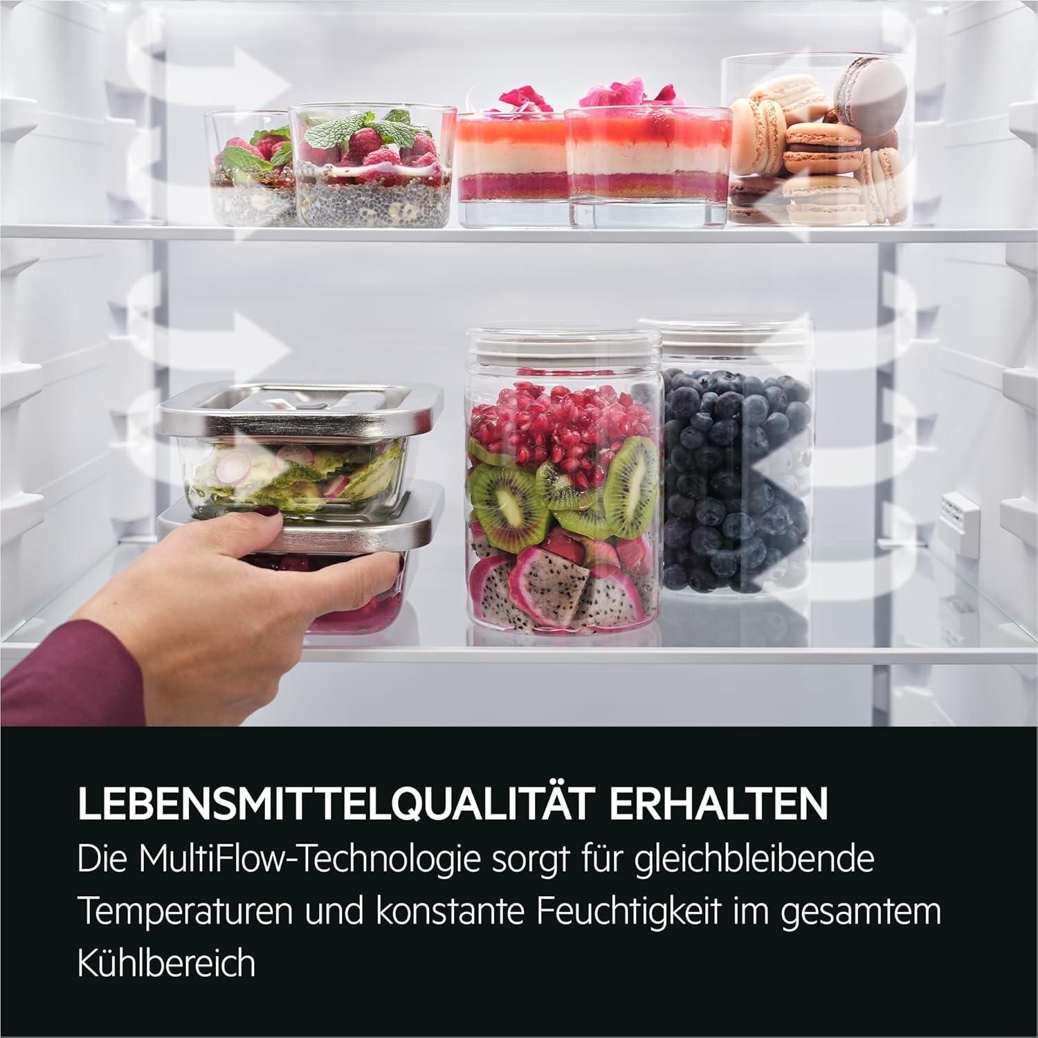 AEG ORC7P361CL 7000 GreenZone+ Freistehende Kühl-Gefrierkombination - 362L,2020mm,NoFrost,LED-Beleuchtung,Inverter Kompressor,ExtraChill Schublade,TwinTech,MultiFlow,Black Matt