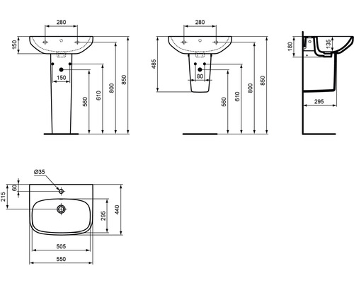 Halfzuil Ideal Standard i.life A voor wastafel wit T451901