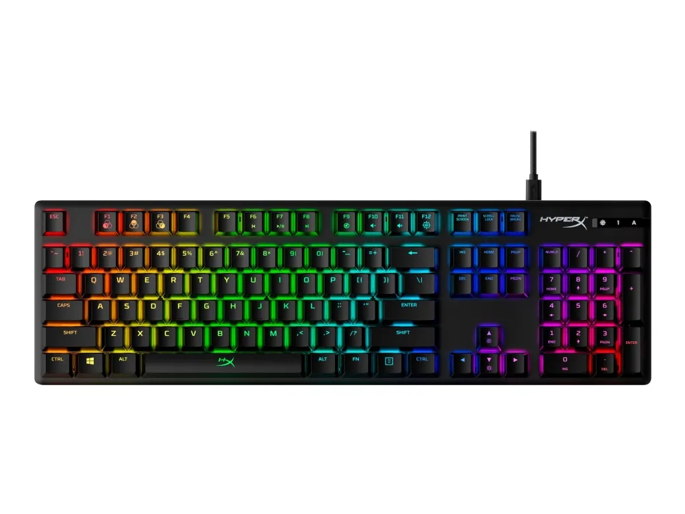 HyperX Alloy Origins - Tastatur - bagbelyst - USB-C - QWERTY - USA - tastkontakt: HyperX Red - sort