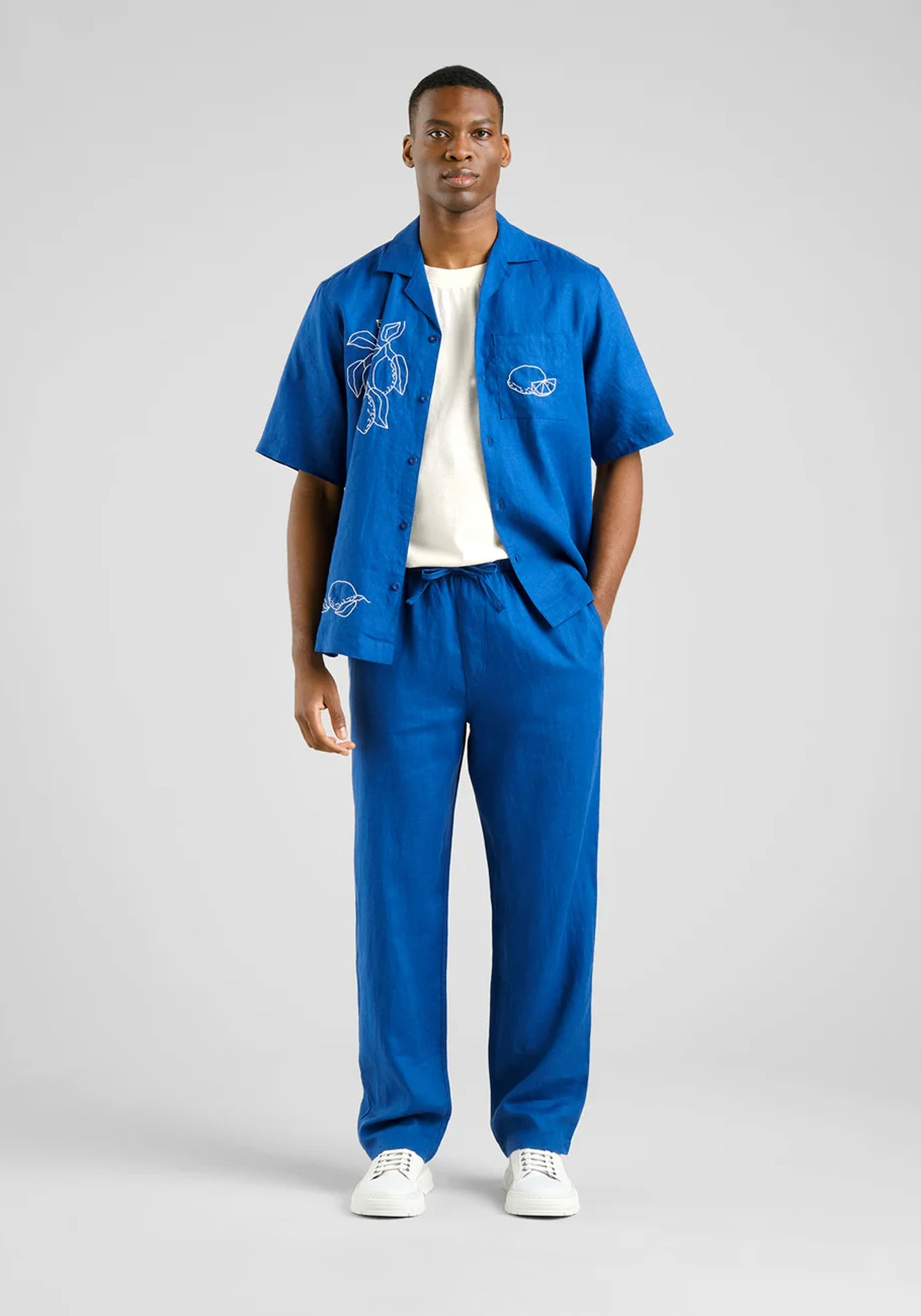 Dedicated Stoffhose Klitmoeller Linen Limoges Blue
