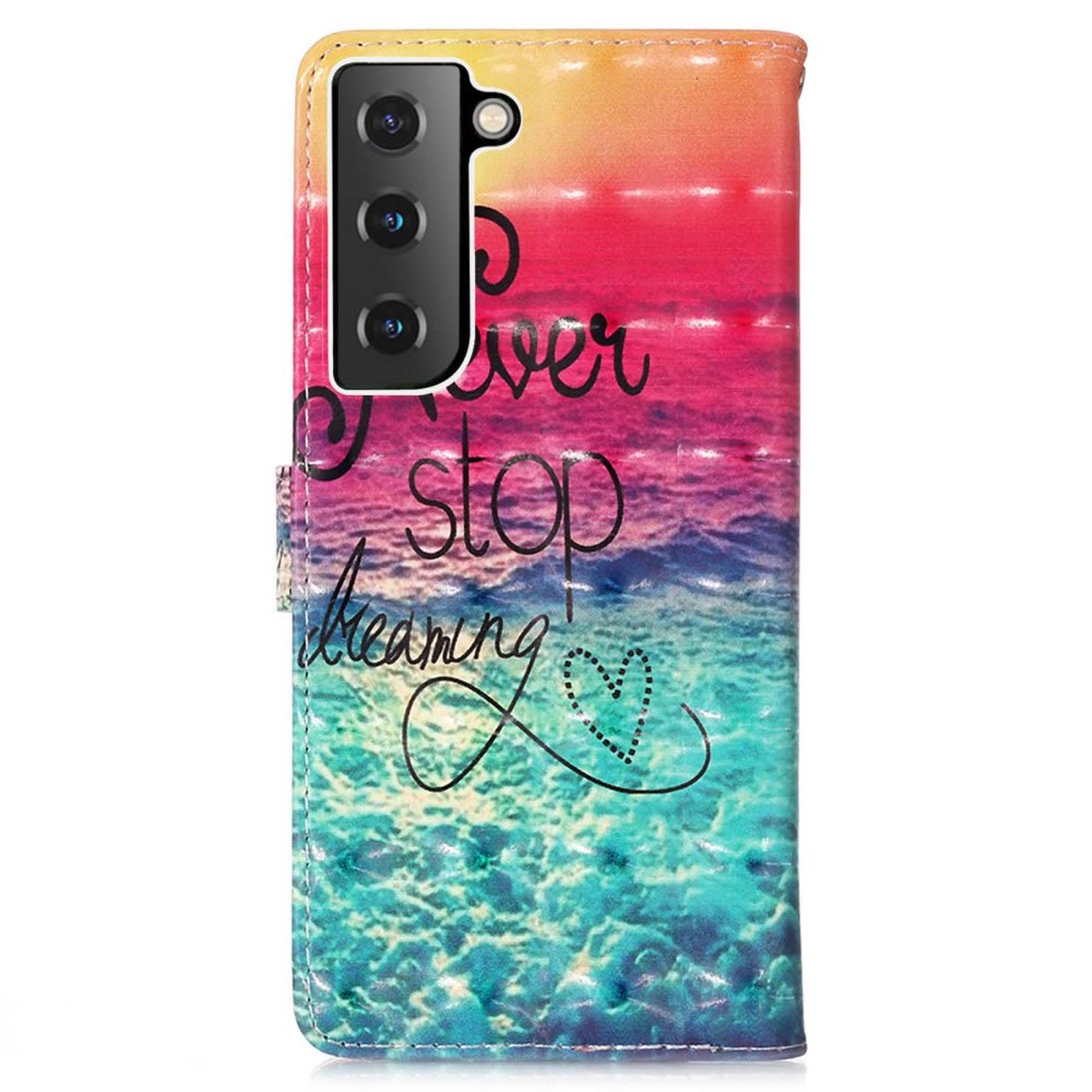 Samsung Galaxy S23 5G Leder Tasche Hülle mit Kartenfach Never Stop Dreaming