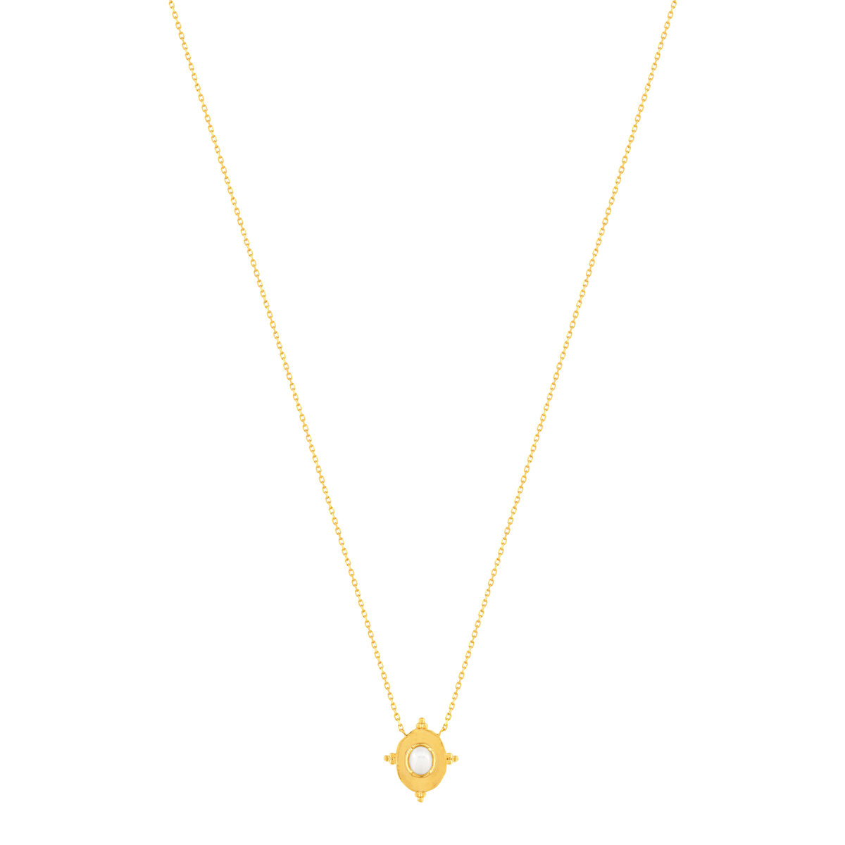 Collier plaqué or pierre de lune 45 cm
