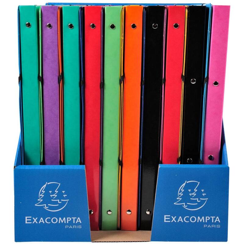 Classeur à élastiques 4 anneaux 15mm Iderama - A4 - Couleurs assorties