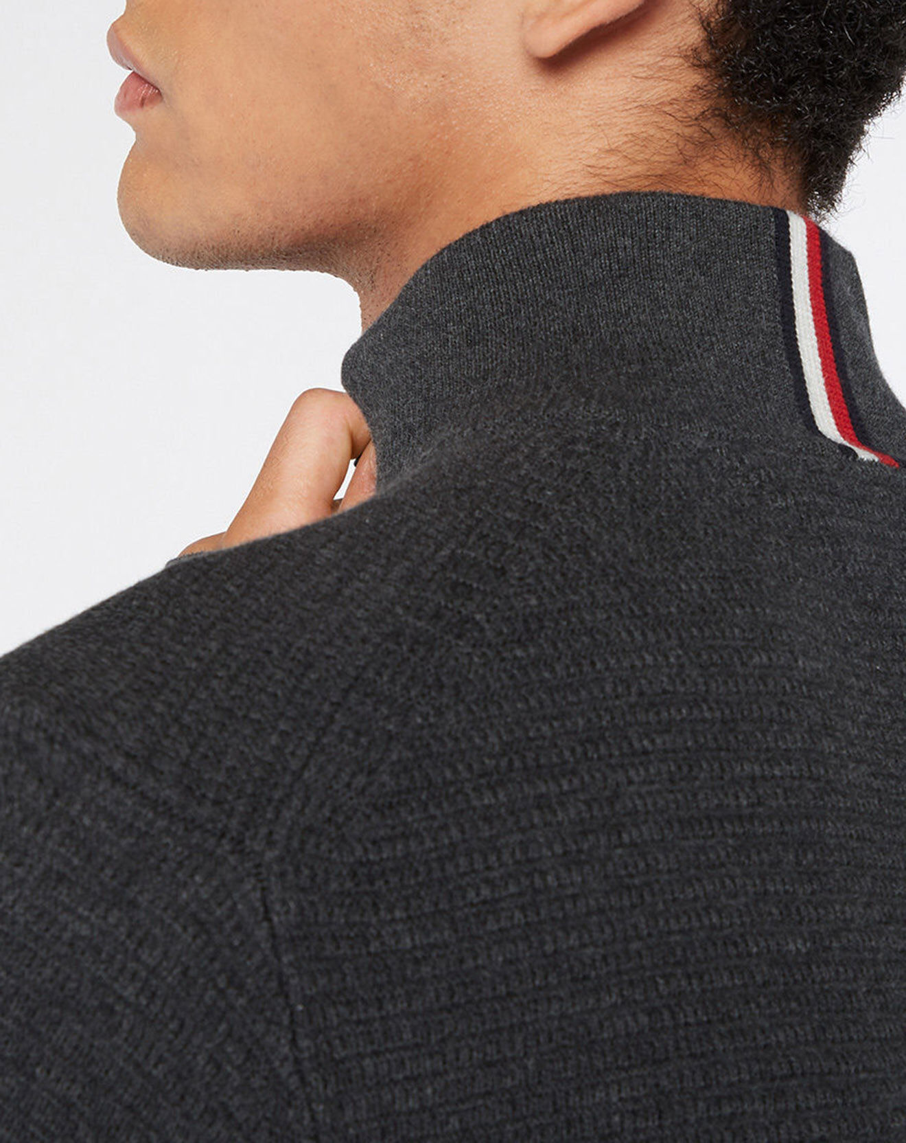Tommy Hilfiger Pull 100% Coton Bio Structure gris foncé