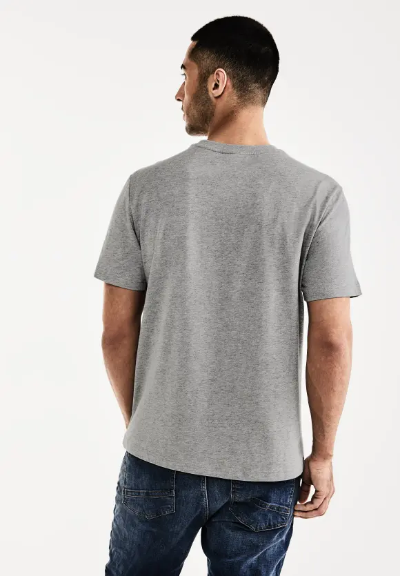 Basic T-Shirt in Unifarbe - cloud grey melange
