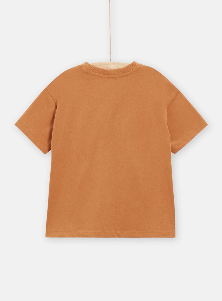T-shirt marron clair avec animation animaux pour garçon