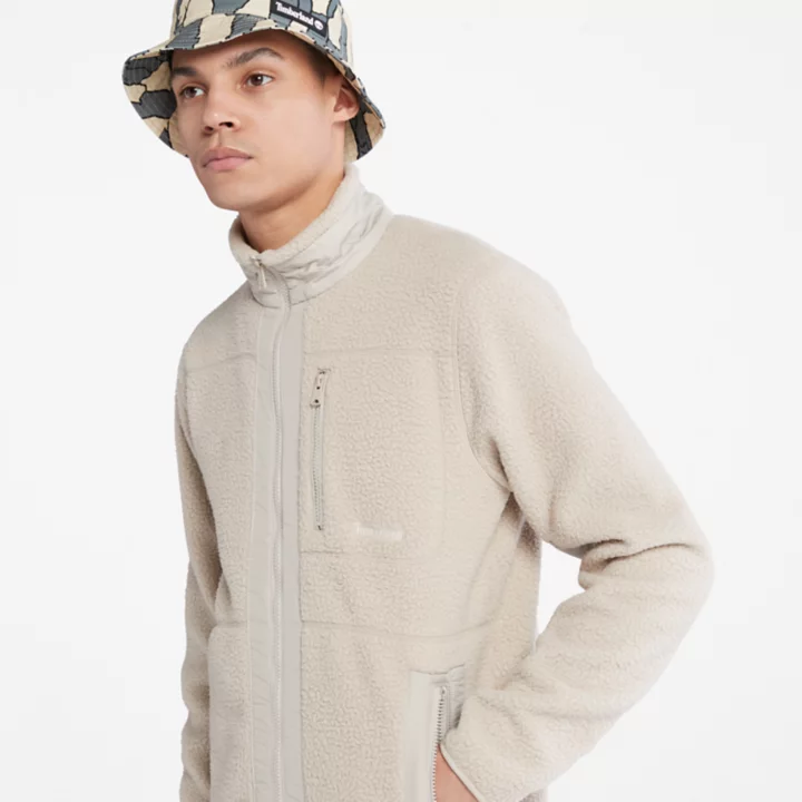 Fleece de pelo alto para homem na cor bege.