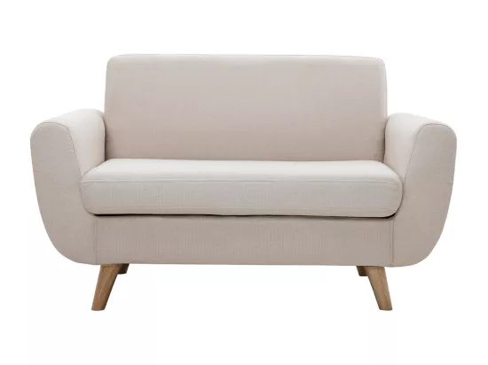 Canapé scandinave 2 places en tissu beige et bois clair PURE